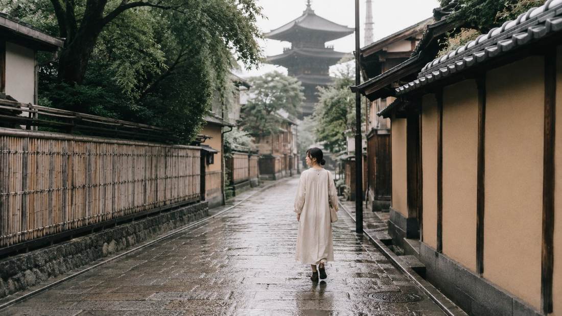 雨上がりの京都の路地